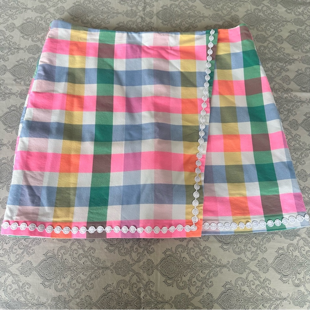 Crown & Ivy Multicolor Plaid Bright Skort Casual Vacation Fun 14W
